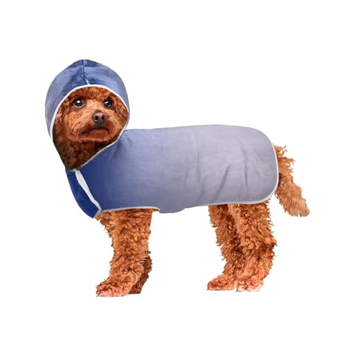 MCHIVER Hunde-Bademantel mit Kapuze, schnelltrocknend, verstellbar, zum Trocknen von Hunden, Mäntel, Handtücher, zum Baden, Strand, Schwimmbad, 60 x 65 cm, Dunkelblau / Violett MCHIVER Hunde-Bademantel mit Kapuze, schnelltrocknend, verstellbar, zum Trocknen von Hunden, Mäntel, Handtücher, zum Baden, Strand, Schwimmbad, 60 x 65 cm, Dunkelblau / Violett von MCHIVER