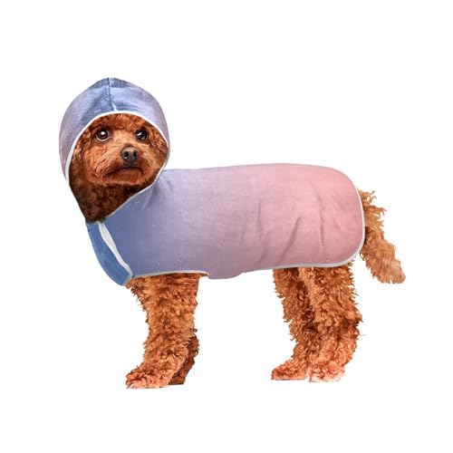 MCHIVER Hunde-Bademantel mit Kapuze, schnelltrocknend, verstellbar, zum Trocknen von Hunden, für Pool, Schwimmen, Strand, 60 x 65 cm, Blau / Rosa von MCHIVER
