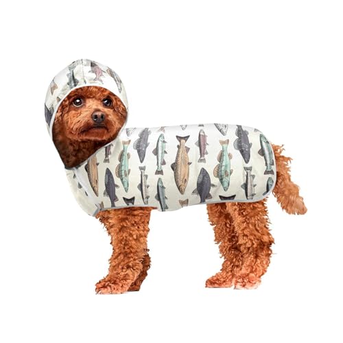 MCHIVER Hunde-Badetuch im Vintage-Stil mit Kapuze, schnell trocknend, verstellbar, für große, mittelgroße und kleine Hunde, 60 x 65 cm MCHIVER Hunde-Badetuch im Vintage-Stil mit Kapuze, schnell trocknend, verstellbar, für große, mittelgroße und kleine Hunde, 60 x 65 cm von MCHIVER