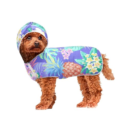 MCHIVER Hunde-Badetuch mit Kapuze, Ananas, Blätter, Blume, schnell trocknend, Haustier-Bademäntel, verstellbar, für alle Hunderassen, 60 x 65 cm MCHIVER Hunde-Badetuch mit Kapuze, Ananas, Blätter, Blume, schnell trocknend, Haustier-Bademäntel, verstellbar, für alle Hunderassen, 60 x 65 cm von MCHIVER