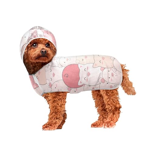 MCHIVER Hunde-Badetuch mit Kapuze, Motiv: niedliche Schweine, schnell trocknend, verstellbar, für große, mittelgroße und kleine Hunde, 50 x 60 cm MCHIVER Hunde-Badetuch mit Kapuze, Motiv: niedliche Schweine, schnell trocknend, verstellbar, für große, mittelgroße und kleine Hunde, 50 x 60 cm von MCHIVER