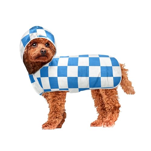 MCHIVER Hunde-Badetuch mit Kapuze, Schachbrettmuster, schnelltrocknend, verstellbar, für große, mittelgroße und kleine Hunde, 50 x 60 cm, Weiß / Blau MCHIVER Hunde-Badetuch mit Kapuze, Schachbrettmuster, schnelltrocknend, verstellbar, für große, mittelgroße und kleine Hunde, 50 x 60 cm, Weiß / Blau von MCHIVER