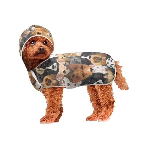 MCHIVER Hunde-Badetuch mit Kapuze, schnell trocknend, Haustier-Bademäntel, verstellbare Hunde-Trockenmäntel, Handtücher, Wraps für Strand, Pool, Schwimmen, Baden, 60 x 65 cm von MCHIVER