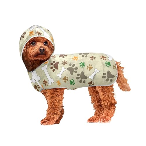 MCHIVER Hundebademantel mit Kapuze, Motiv: Cartoon, Hundepfoten, Knochen, schnell trocknend, verstellbar, zum Trocknen von Hunden, Mäntel, Handtücher für Pool, Schwimmen, Baden, Strand, 60 x 65 cm MCHIVER Hundebademantel mit Kapuze, Motiv: Cartoon, Hundepfoten, Knochen, schnell trocknend, verstellbar, zum Trocknen von Hunden, Mäntel, Handtücher für Pool, Schwimmen, Baden, Strand, 60 x 65 cm von MCHIVER