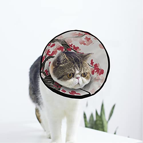 MCHIVER Hundehalsband mit Kirschblütenmuster, verstellbar, für Katzen und Hunde, zur Wundheilung, Schutz nach Operationen von MCHIVER