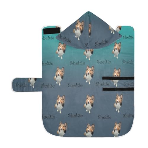 MCHIVER Individuell gestalteter Hunde-Bademantel, personalisierbar, verstellbar, zum Trocknen von Hundemänteln, Handtüchern, für Pool, Baden, Strand, Schwimmen, 60 x 65 cm, Blau / Grün von MCHIVER