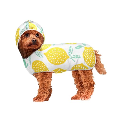 MCHIVER Lemon Hunde-Badetuch mit Kapuze, schnell trocknend, Haustier-Bademäntel, verstellbare Hunde-Trockenmäntel, Handtücher für große, mittelgroße und kleine Hunde, 60 x 65 cm von MCHIVER