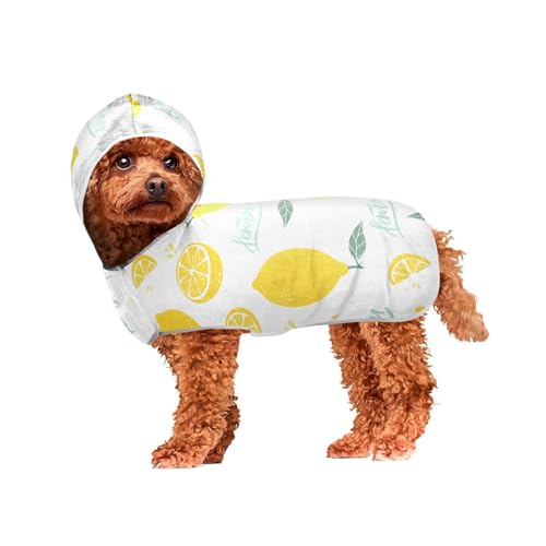 MCHIVER Lemons Hunde-Badetuch mit Kapuze, schnell trocknend, Haustier-Bademäntel, verstellbare Hunde-Trockenmäntel, Handtücher für große, mittelgroße und kleine Hunde, 60 x 65 cm MCHIVER Lemons Hunde-Badetuch mit Kapuze, schnell trocknend, Haustier-Bademäntel, verstellbare Hunde-Trockenmäntel, Handtücher für große, mittelgroße und kleine Hunde, 60 x 65 cm von MCHIVER