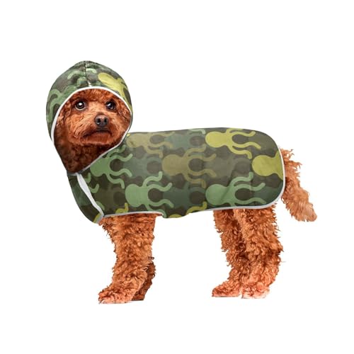 MCHIVER Oktopus-Camouflage-Hunde-Badehandtuch mit Kapuze, schnell trocknend, Haustier-Bademäntel, verstellbare Hunde-Trocknungsmäntel, Handtücher für große, mittelgroße und kleine Hunde, 50 x 60 cm von MCHIVER