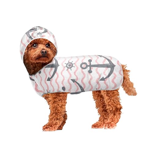MCHIVER Sea Anchor Hunde-Badehandtuch mit Kapuze, schnelltrocknend, verstellbar, für alle Hunderassen, 50 x 60 cm, Rosa gestreift MCHIVER Sea Anchor Hunde-Badehandtuch mit Kapuze, schnelltrocknend, verstellbar, für alle Hunderassen, 50 x 60 cm, Rosa gestreift von MCHIVER