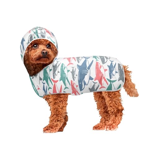 MCHIVER Sharks Hunde-Badetuch mit Kapuze, schnell trocknend, Haustier-Bademäntel, verstellbar, zum Trocknen von Hunden, 60 x 65 cm MCHIVER Sharks Hunde-Badetuch mit Kapuze, schnell trocknend, Haustier-Bademäntel, verstellbar, zum Trocknen von Hunden, 60 x 65 cm von MCHIVER