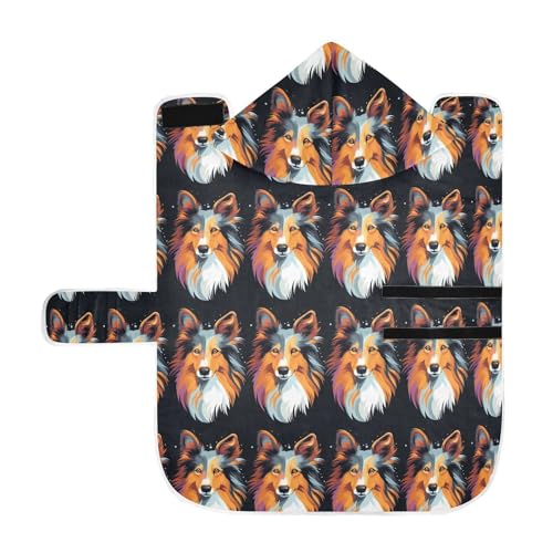 MCHIVER Sheltie Hunde-Badetuch mit Kapuze, schnell trocknend, verstellbar, für alle Hunderassen, 50 x 60 cm, Schwarz MCHIVER Sheltie Hunde-Badetuch mit Kapuze, schnell trocknend, verstellbar, für alle Hunderassen, 50 x 60 cm, Schwarz von MCHIVER