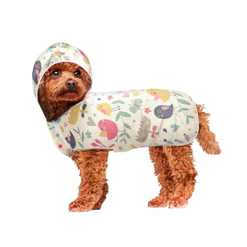 MCHIVER Vogel Blume Hund Badetuch Robe mit Kapuze Schnell trocknend Haustier Bademäntel Verstellbare Hund Trocknen Mäntel Handtücher Wraps für Nach dem Bad Schwimmen Trocknen Hunde 50 * 60 cm MCHIVER Vogel Blume Hund Badetuch Robe mit Kapuze Schnell trocknend Haustier Bademäntel Verstellbare Hund Trocknen Mäntel Handtücher Wraps für Nach dem Bad Schwimmen Trocknen Hunde 50 * 60 cm von MCHIVER