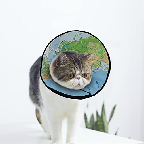 MCHIVER Weiches Hundehalsband mit Weltkarte für Katzen und Hunde, verstellbar, zur Wundheilung, Schutz nach Operationen von MCHIVER