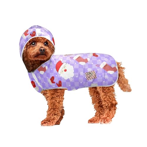 MCHIVER Weihnachtssocken, violett, kariert, Hunde-Badetuch mit Kapuze, schnell trocknend, Haustier-Bademäntel, verstellbare Hunde-Trocknungsmäntel, Handtücher, Wraps für Schwimmbad, Strand, Baden, 50 MCHIVER Weihnachtssocken, violett, kariert, Hunde-Badetuch mit Kapuze, schnell trocknend, Haustier-Bademäntel, verstellbare Hunde-Trocknungsmäntel, Handtücher, Wraps für Schwimmbad, Strand, Baden, 50 von MCHIVER