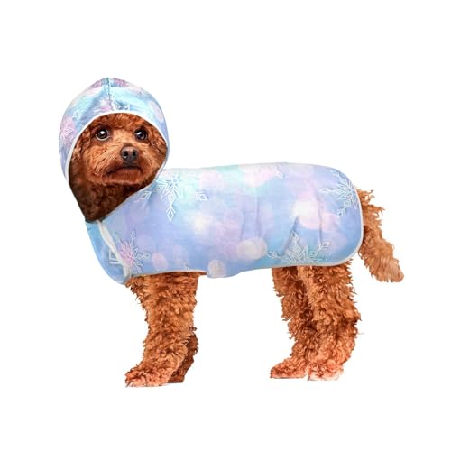 MCHIVER Winter Weihnachten Glitzer Hund Badetuch Robe mit Kapuze Schnell trocknend Haustier Bademäntel Verstellbare Hund Trocknen Mäntel Handtücher Wraps für Schwimmen Baden Pool Strand 60 x 65 cm in von MCHIVER