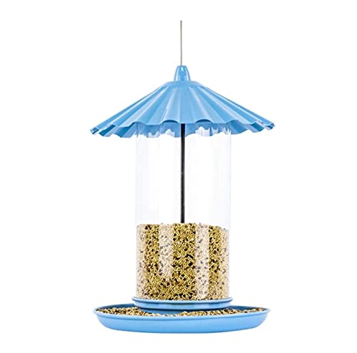 Vogelfutterstation für den Garten, Ornament, Metall, zum Aufhängen, für Vögel, Samen, Futter mit Dach und Tablett für den Außenbereich von MCLIUJIA