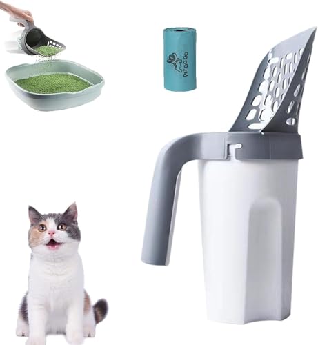 MCNZNJONV Integrierte Katzenstreu Schaufel, große Kapazität tragbare Touch-freie Katzenstreu Schaufel, Haustierreinigungswerkzeug, mit Müllsack, geeignet für Haustiere MCNZNJONV Integrierte Katzenstreu Schaufel, große Kapazität tragbare Touch-freie Katzenstreu Schaufel, Haustierreinigungswerkzeug, mit Müllsack, geeignet für Haustiere von MCNZNJONV