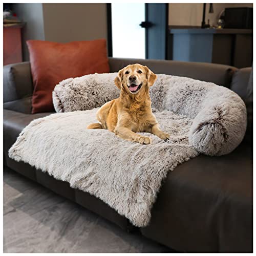Fluffy Hundebett, ausziehbar, waschbar, Schutzdecke für Sofa, Plüschteppich für Tiere, ideal für Bett, Sofa, Auto (M, Hellbraun) von MCPTSN