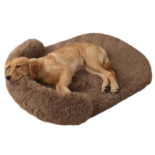 Hundebett, groß, orthopädisch, Sofa, für Katzen, Hundekissen, ausziehbar und waschbar, rutschfest, beruhigendes Bett für große Hunde (braun, L: 100 x 75 cm) von MCPTSN