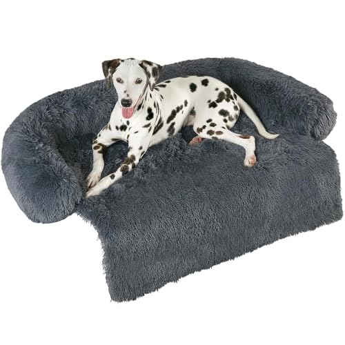Hundedecke Waschbar, Hundebett Couch für Sofaschutz Hund und Kofferraumschutz, Plüsch Hundematte mit Reißverschluss, Wasserfeste Rutschfester Unterseite, für Grosse kleine Hunde (L, Dunkelgrau) von MCPTSN