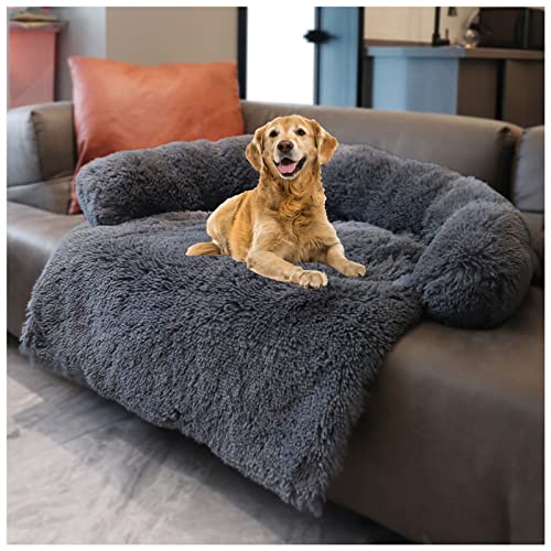 Hundedecke Waschbar, Hundebett Couch für Sofaschutz Hund und Kofferraumschutz, Plüsch Hundematte mit Reißverschluss, Wasserfeste Rutschfester Unterseite, für Grosse kleine Hunde (S, Dunkelgrau) von MCPTSN