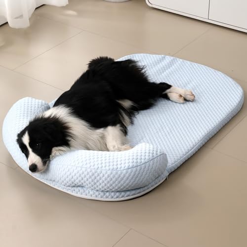 Kühlmatte für Hunde, herausnehmbares und waschbares Hundebett, Matratze aus Eisseide, für Hunde, Katzen, Sommer für Tiere (Blau, XL) von MCPTSN
