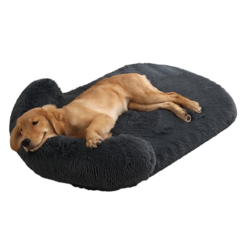 Hundebett, groß, orthopädisch, Hundesofa für Hunde, ausziehbar und waschbar, rutschfest, beruhigendes Bett für große Hunde (Dunkelgrau, L) von MCPTSN