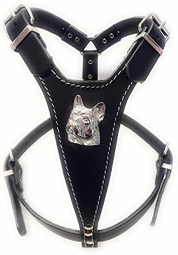 Schönes Hundegeschirr aus Leder mit französischem Bulldogge-Motiv von MD Gear