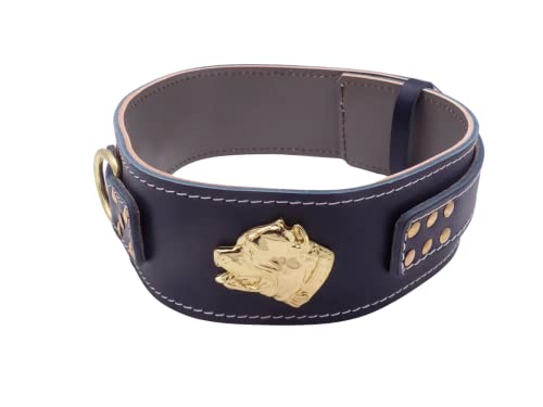 Unique American Bully Hundehalsband, Leder, strapazierfähig, 6,3 cm breit, mit American Bully-Kopf-Motiv (Größe XL: 68,6 cm – 81,3 cm, Marineblau) von MD Gear