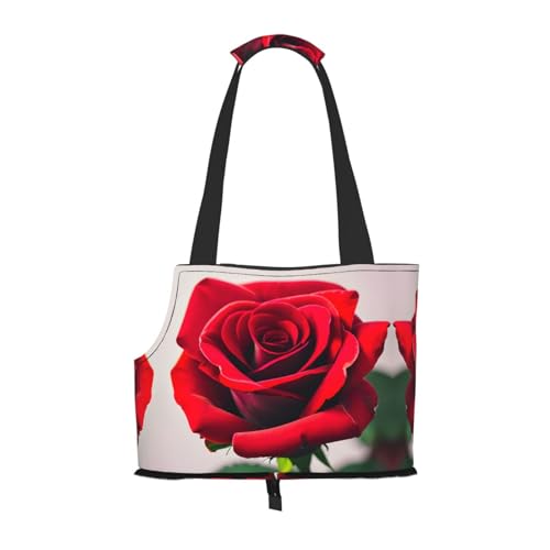 A Red Rose Print Pet Portable Shoulder Bag, Foldable Pet Bag 13.4 X 6.1 X 10.2 Inch for Subway/Shopping/Hiking von MDATT