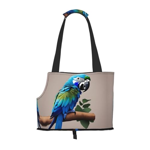Blaue Papagei Umarmung Druck Haustier Tragbare Umhängetasche Faltbare Haustier Tasche 13,4 X 6,1 X 10,2 Zoll für U-Bahn/Einkaufen/Wandern von MDATT