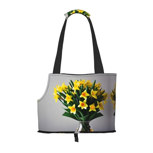 Bouquet of Daffodils Print Pet Portable Shoulder Bag, Foldable Pet Bag 13.4 X 6.1 X 10.2 Inch for Subway/Shopping/Hiking von MDATT