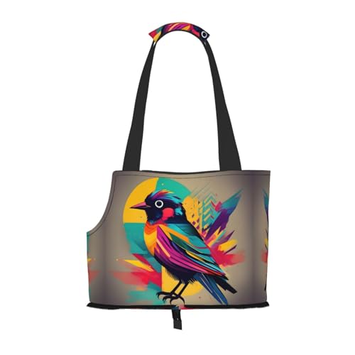 Bunte Vogel-Druck-Haustier-tragbare Umhängetasche, faltbare Haustier-Tasche 13,4 x 6,1 x 10,2 Zoll für U-Bahn/Einkaufen/Wandern von MDATT