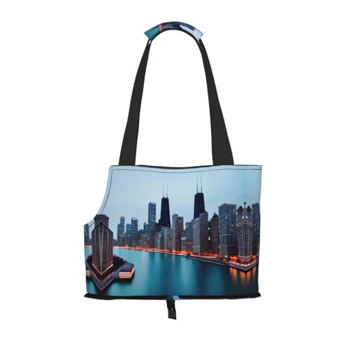 Chicago Print Pet Portable Shoulder Bag, Foldable Pet Bag 13.4 X 6.1 X 10.2 Inch for Subway/Shopping/Hiking von MDATT