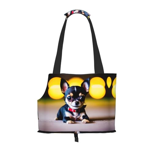 Chihuahua Hund Druck Haustier Tragbare Umhängetasche Faltbare Haustier Tasche 13,4 x 6,1 x 10,2 Zoll für U-Bahn/Einkaufen/Wandern von MDATT