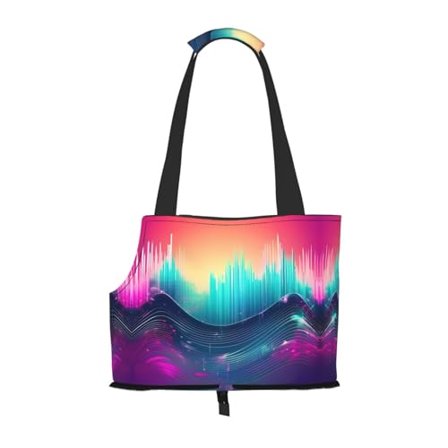 Coole Musik Sound Wave Print Haustier Tragbare Umhängetasche Faltbare Haustier Tasche 13,4 X 6,1 X 10,2 Zoll für U-Bahn/Einkaufen/Wandern Coole Musik Sound Wave Print Haustier Tragbare Umhängetasche Faltbare Haustier Tasche 13,4 X 6,1 X 10,2 Zoll für U-Bahn/Einkaufen/Wandern von MDATT