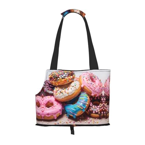 Donuts Print Pet Portable Shoulder Bag, Foldable Pet Bag 13.4 X 6.1 X 10.2 Inches for Subway/Shopping/Hiking von MDATT