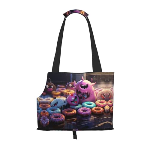 Donuts Print Pet Portable Shoulder Bag, Foldable Pet Bag 13.4 X 6.1 X 10.2 Inches for Subway/Shopping/Hiking von MDATT