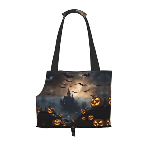 Halloween Fliegende Fledermäuse 3 Druck Haustier Tragbare Umhängetasche Faltbare Haustiertasche 13,4 x 6,1 x 10,2 Zoll für U-Bahn/Einkaufen/Wandern von MDATT