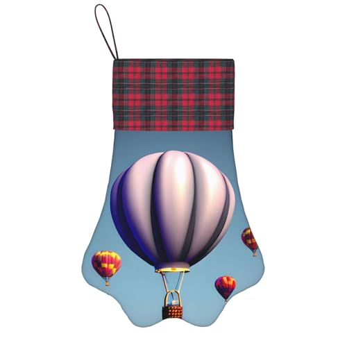 Heißluftballon-Weihnachtsstrümpfe, 43,2 cm, einzigartige hängende Haustierpfoten-Weihnachtsstrümpfe für Feiertage, Geschenk für Freunde und Familie, 1 Stück von MDATT
