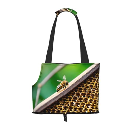 Honey Bees Print Pet Portable Shoulder Bag, Foldable Pet Bag 13.4 X 6.1 X 10.2 Inch for Subway/Shopping/Hiking von MDATT