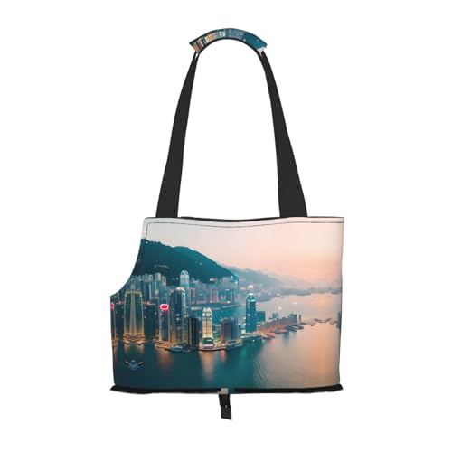Hong Kong Print Pet Portable Shoulder Bag, Foldable Pet Bag 13.4 X 6.1 X 10.2 Inch for Subway/Shopping/Hiking von MDATT