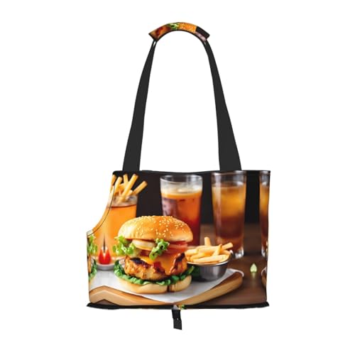 Huhn Bein Burger Drink Print Haustier Tragbare Umhängetasche Faltbare Haustier Tasche 13,4 X 6,1 X 10,2 Zoll für U-Bahn/Einkaufen/Wandern Huhn Bein Burger Drink Print Haustier Tragbare Umhängetasche Faltbare Haustier Tasche 13,4 X 6,1 X 10,2 Zoll für U-Bahn/Einkaufen/Wandern von MDATT