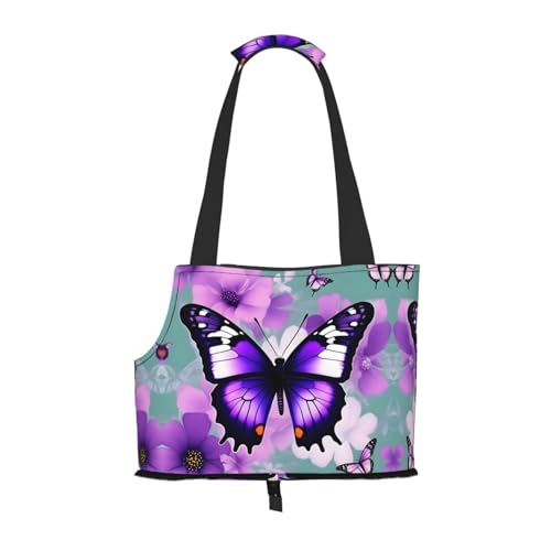 Lila Schmetterling Druck Haustier Tragbare Umhängetasche Faltbare Haustier Tasche 13,4 X 6,1 X 10,2 Zoll für U-Bahn/Einkaufen/Wandern Lila Schmetterling Druck Haustier Tragbare Umhängetasche Faltbare Haustier Tasche 13,4 X 6,1 X 10,2 Zoll für U-Bahn/Einkaufen/Wandern von MDATT