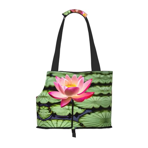 Lotus Flower Print Pet Portable Shoulder Bag, Foldable Pet Bag 13.4 X 6.1 X 10.2 Inch for Subway/Shopping/Hiking von MDATT