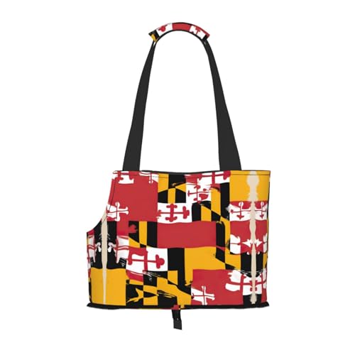 Maryland Flag Print Pet Portable Shoulder Bag, Foldable Pet Bag 13.4 X 6.1 X 10.2 Inches for Subway/Shopping/Hiking von MDATT