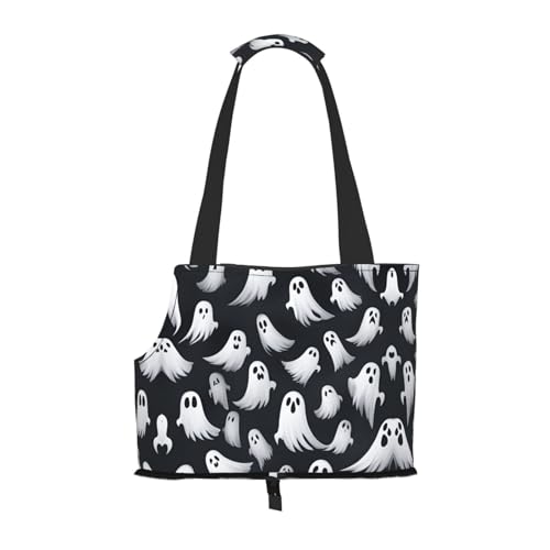 Niedliche weiße Geist Halloween Muster Druck Haustier Tragbare Umhängetasche Faltbare Haustiertasche 13,4 x 6,1 x 10,2 Zoll für U-Bahn/Einkaufen/Wandern Niedliche weiße Geist Halloween Muster Druck Haustier Tragbare Umhängetasche Faltbare Haustiertasche 13,4 x 6,1 x 10,2 Zoll für U-Bahn/Einkaufen/Wandern von MDATT