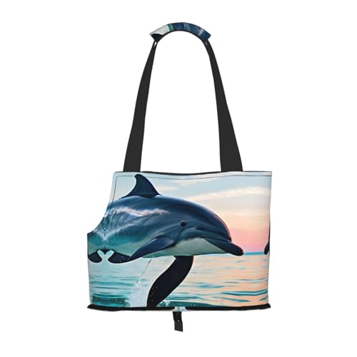 Niedlicher Delphin springender Druck Haustier tragbare Umhängetasche, faltbare Haustiertasche 13,4 x 6,1 x 10,2 Zoll für U-Bahn/Einkaufen/Wandern Niedlicher Delphin springender Druck Haustier tragbare Umhängetasche, faltbare Haustiertasche 13,4 x 6,1 x 10,2 Zoll für U-Bahn/Einkaufen/Wandern von MDATT