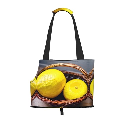One Basket Lemon Print Pet Portable Shoulder Bag, Foldable Pet Bag 13.4 X 6.1 X 10.2 Inches for Subway/Shopping/Hiking von MDATT